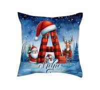 Getagift Personalised Christmas Alphabet Letter, Initial with Name, Xmas, Secret Santa Alphabet, Sofa decor Home Décor, Satin Throw Pillow/Cushion. (Satin Cushion Cover)