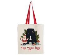 Getagift Personalised Christmas Initial letters, Initial Name, Secret Santa, Reusable Bag, Shopping Bag, Tote Bag. (Red Handle)
