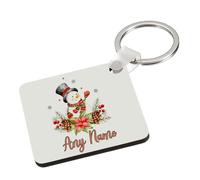 Getagift Personalised Christmas Snowman, Xmas Gift,Secret Santa, MDF and Rectangle A5 Key Ring, Keychain. (MDF Square)