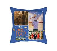 Getagift Personalised Dad Birthday GIft, from Son, Daughter, Best Dad In The Galaxy, Photo collage Sofa decor Home Décor, Satin Throw Pillow/Cushion. (Satin Cushion Cover With Insert)