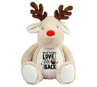 Getagift Personalised Dear Daddy, Love You to The Moon and Back, Dad, Godfather-ANY NAME/IMAGE, Father’s Day, Birthday Present Teddy Bear Plush Soft Toys. (Raindeer)