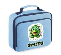 Getagift Personalised Dinosaur with Any Name, Ideal for Boys, Girls, and Children, Back to School Gift, Lunch Box Reusable Bag, Lunch Cooler Bag. (Sky Blue)