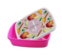 Getagift Personalised Fruits Patterns theme, Initial with Name, Alphabet Bento Box, Food Box, Lunch Box. (Pink, Apple)