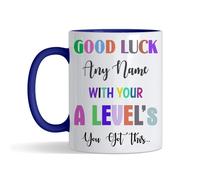 Getagift Personalised Good Luck with Your A - Levels, add 'Any Name' You've got This Gift, Exam Good Luck Gift, 11 oz Inside Coloured Ceramic Coffee Mug. (Navy Blue)