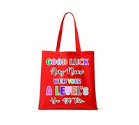 Getagift Personalised Good Luck with Your A - Levels, add 'Any Name' You've got This Gift, Exam Good Luck Gift, Reusable Shopping Bag, Full Colour Tote Bag. (Red)