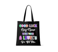 Getagift Personalised Good Luck with Your A - Levels, add 'Any Name' You've got This Gift, Exam Good Luck Gift, Reusable Shopping Bag, Full Colour Tote Bag. (Black)