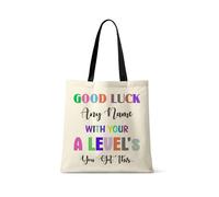 Getagift Personalised Good Luck with Your A - Levels, add 'Any Name' You've got This Gift, Exam Good Luck Gift, Reusable Shopping Bag, Tote Bag. (Black Handle)