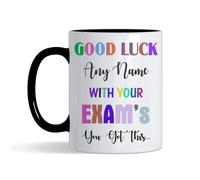 Getagift Personalised Good Luck with Your Exams, add 'Any Name' You've got This Gift, 11 oz Inside Coloured Ceramic Coffee Mug. (Black)