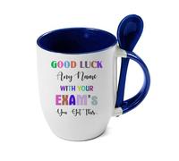 Getagift Personalised Good Luck with Your Exams, add 'Any Name' You've got This Gift, Spoon Tea-Coffee Mug. (Navy Blue)