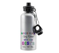 Getagift Personalised Good Luck with Your GCSEs, add 'Any Name' You've got This Gift, Exam Good Luck Gift 500 ml Aluminium Water Bottle. (Silver)
