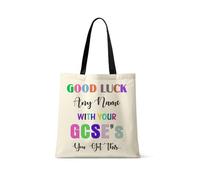 Getagift Personalised Good Luck with Your GCSEs, add 'Any Name' You've got This Gift, Exam Good Luck Gift, Reusable Shopping Bag, Tote Bag. (Black Handle)