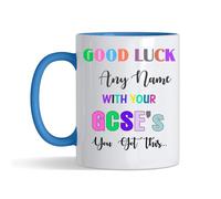 Getagift Personalised Good Luck with Your GCSEs Mug, Add 'Any Name' You've got This Gift, Exam Good Luck Gift Coloured Handle Inside Coloured Coffee, Tea Mug. (Blue)