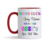 Getagift Personalised Good Luck with Your GCSEs Mug, Add 'Any Name' You've got This Gift, Exam Good Luck Gift Coloured Handle Inside Coloured Coffee, Tea Mug. (Red)