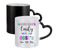 Getagift Personalised Good Luck WithYour GCSEs Mug, Add 'Any Name' You've got This Gift, Exam Good Luck Gift Colour Changing, Magic Mug. (Heart Shaped Handle)