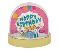 Getagift Personalised Happy Birthday Any name designed Special Awesome Birthday Gift for Him/Her, Men/Women Christmas Stocking Filler Unique Snow Globe Dome Glitter Shaker. (Gold)