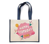 Getagift Personalised Happy Birthday Balloons themed Canvas Shopping Jute Bag. (Navy Blue)