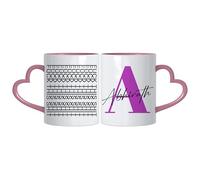 Getagift Personalised Hidden Message Mug - “F*ck It This Shit” Optical Illusion with Name & Initial, Heart Handle Coffee, Tea Mug. (Pink)