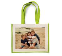 Getagift Personalised Image/Text/Any Name Themed Canvas Shopping Jute Bag, Apple Green