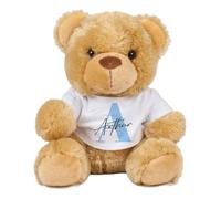 Getagift Personalised Initial with Name, Alphabet theme, Marble design, Soft Toys, Teddy Bear. (Brown Teddy)