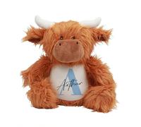 Getagift Personalised Initial with Name, Alphabet theme, Marble design, Soft Toys, Teddy Bear. (Highland Cow)