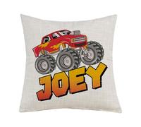 Getagift Personalised Monster Truck Gift - Custom Name Design, Ideal for Boys, Linen Throw Pillow/Cushion. (Linen Cushion Cover With Insert)
