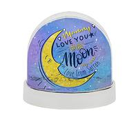 Getagift Personalised Mothers Day Themed Mommy I Love You to The Moon and Back Inspired Photo Snow Globe Dome Glitter Shaker. (Silver)