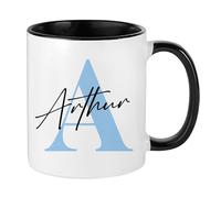 Getagift Personalised Mug Initial with Name, Alphabet Mug, Inside Coloured Coffee, Tea Mug. (Black)
