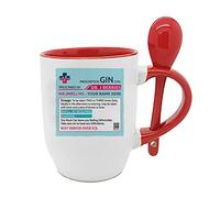 Getagift Personalised Name Gin Prescription Inside Coloured with Spoon Coffee Mug. (Red)
