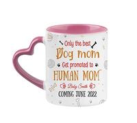 Getagift Personalised Only The Best Dog Mom Heart Handle Ceramic Coffee Mug, 330ml, Pink