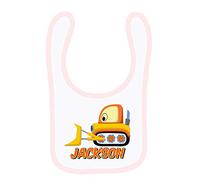 Getagift Personalised Racer Boy Baby Kid ANY NAME Back to School Birthday Present idea Baby Toddler Bib Fastening Style Unisex Style Baby Shower Idea.