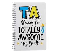 Getagift Personalised TA Stands For Totally Awesome, Teaching Assistant Gift, A5 Notebook, Personal Diary, Blank Diary.