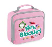 Getagift Personalised Teacher Gift with Crayon Themed, Teacher Gift from Kids, Nursery Gift, Lunch Box Reusable Bag, Lunch Cooler Bag. (Classic Pink)