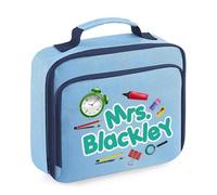 Getagift Personalised Teacher Gift with Crayon Themed, Teacher Gift from Kids, Nursery Gift, Lunch Box Reusable Bag, Lunch Cooler Bag. (Sky Blue)