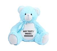 Getagift Personalised Teddy Bear with your Own Text/Image/Message, Soft Toy for Boy or Girl, New Baby Newborn Baby Birthday (Baby Bear Blue 40 Cm)