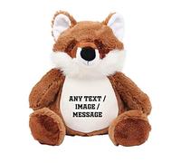 Getagift Personalised Teddy Bear with your Own Text/Image/Message, Soft Toy for Boy or Girl, New Baby Newborn Baby Birthday (Fox)