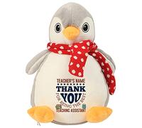 Getagift Personalised Thank you for Being the Best Teaching Assistant ANY NAME, Gift for Teachers, Appreciation, Retirement Gift, Cuddly Plush Soft Toys, Teddy Bear. (Penguin)