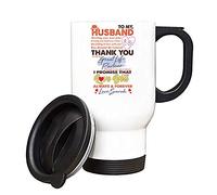 Getagift Personalised to My Husband Thank You for Being Great Life Partner Love Any Name Valentine’s Day Birthday Present for Him Silver/White Travel Tea/Coffee Mug. (White)