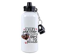 Getagift Personalised With ANY IMAGE Every Love Story Is Beautiful, Gift for Boyfriend, Girlfriend, Husband, Wife, Anniversary Present, 500 ml Aluminium Water Bottle.