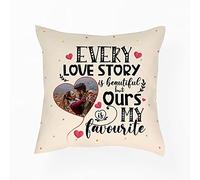 Getagift Personalised With ANY IMAGE Every Love Story Is Beautiful, Gift for Boyfriend, Girlfriend, Husband, Wife, Anniversary Present, Home Décor, Satin Throw Pillow/Cushion. (Satin Cushion Cover)