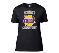 Getagift Personalised with Any Name Caravan Black & White Colour Women Short Sleeve Cotton T-Shirt, Present for Her, Happy Campers, Friend, Family, Birthday, Vacation, Holiday. (Black, 2XL)