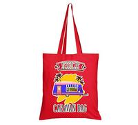 Getagift Personalised with ANY NAME Caravan Cotton Shopping Bag, Tote Bag, Present for Her, Happy Campers, Friend, Family, Birthday, Vacation, Holiday. (Full Red)