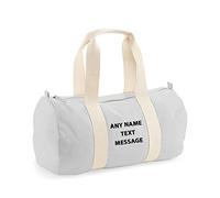 Getagift Personalised With Any Name Text Message Unisex Barrel Bag Holdall Zip Sports Bag Duffle Bag Weekend Travel Bag Gym Bag Training Handbag Fathers day Yoga Bag for Men and Women. (Light Grey)