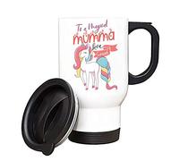 Getagift Personalised with Any Name Unicorn Themed to A Magical Mumma Gift for Mother’s Day, Mum’s Birthday, Mom, Mummy, God Mother Silver/White Insulated Travel Tea/Coffee Mug. (White)