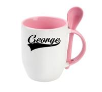 Getagift Personalised with Your Name Coffee Mug, Custom Name, Spoon Coffee, Tea Mug. (Pink)