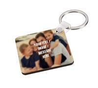 Getagift Personalised with your own Image Text Message themed MDF Square Keyring Christmas Birthday Gift Present Idea.