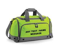Getagift Personalised with your own Name/Text themed Athleisure Holdall shoulder strap Gym Water resistant Outdoor Bag. (Lime Green)