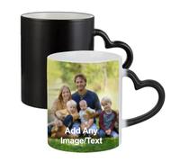 Getagift Personalised with Your Photo/Any Text Mug, Novelty, Ceramic Heart Handle Colour Changing Magic Mug, Memorable Gift Ideas for Family, Friends, Birthday, Anniversary.
