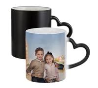 Getagift Personalised with Your Photo/Multi Photo Collage Mug, Ceramic Heart Handle Colour Changing Magic Mug, Memorable Gift for Family, Friends, Birthday, Anniversary. (2 Photo)