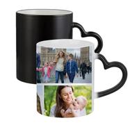 Getagift Personalised with Your Photo/Multi Photo Collage Mug, Ceramic Heart Handle Colour Changing Magic Mug, Memorable Gift for Family, Friends, Birthday, Anniversary. (4 Photo)