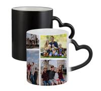 Getagift Personalised with Your Photo/Multi Photo Collage Mug, Ceramic Heart Handle Colour Changing Magic Mug, Memorable Gift for Family, Friends, Birthday, Anniversary. (9 Photo)